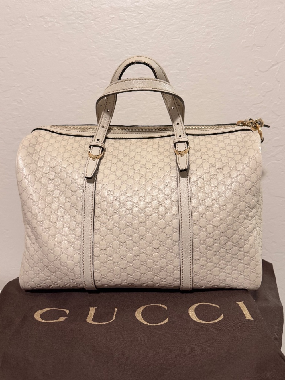 Gucci Microguccissima Boston Bag - Mystic White
